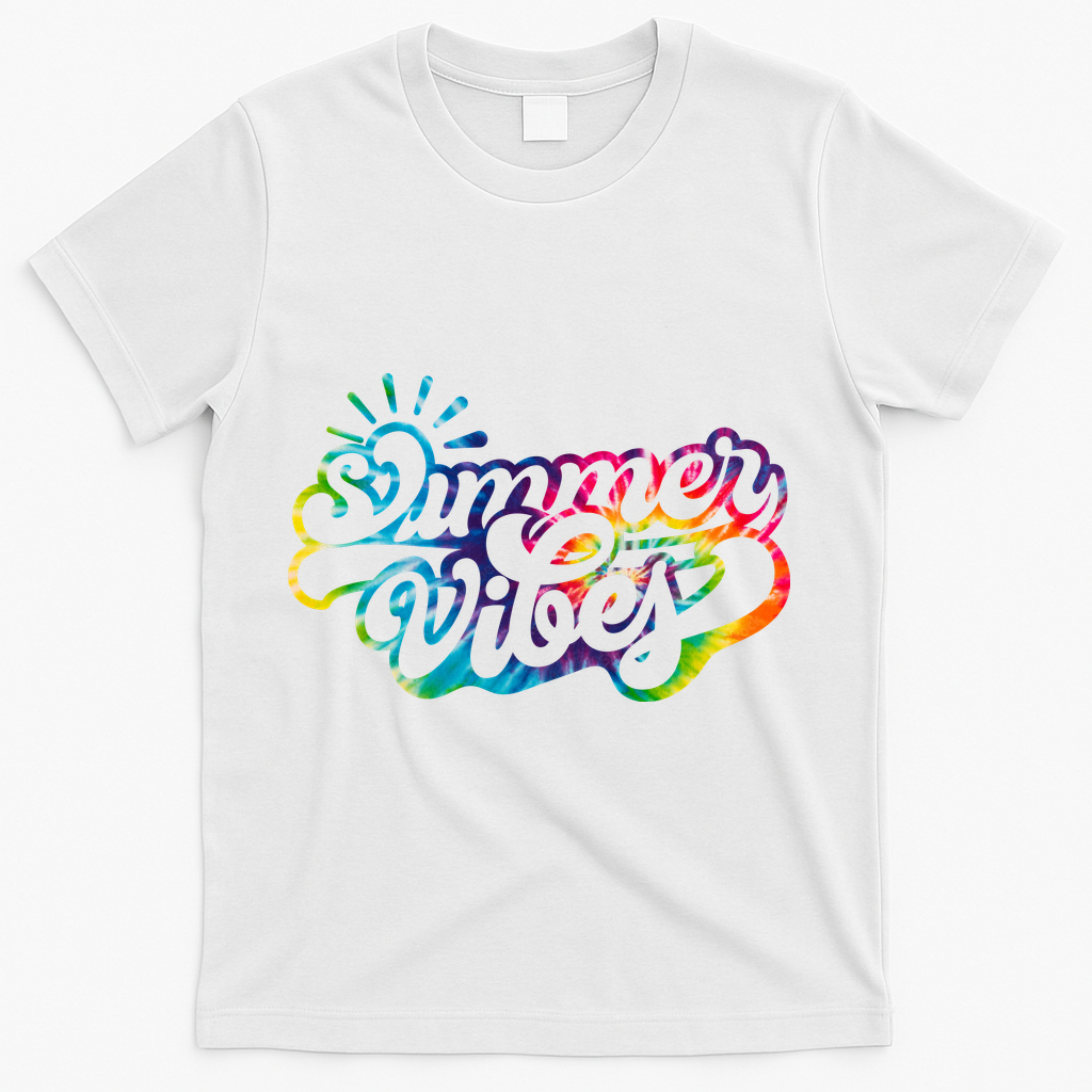 Summer Vibes Retro Colorful Trippy Style T-Shirt - White