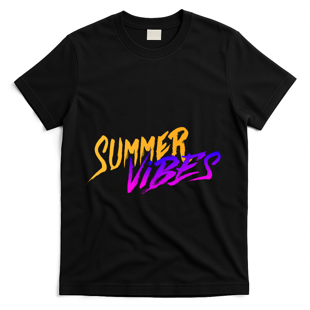 Summer Vibes Retro T-Shirt - Black