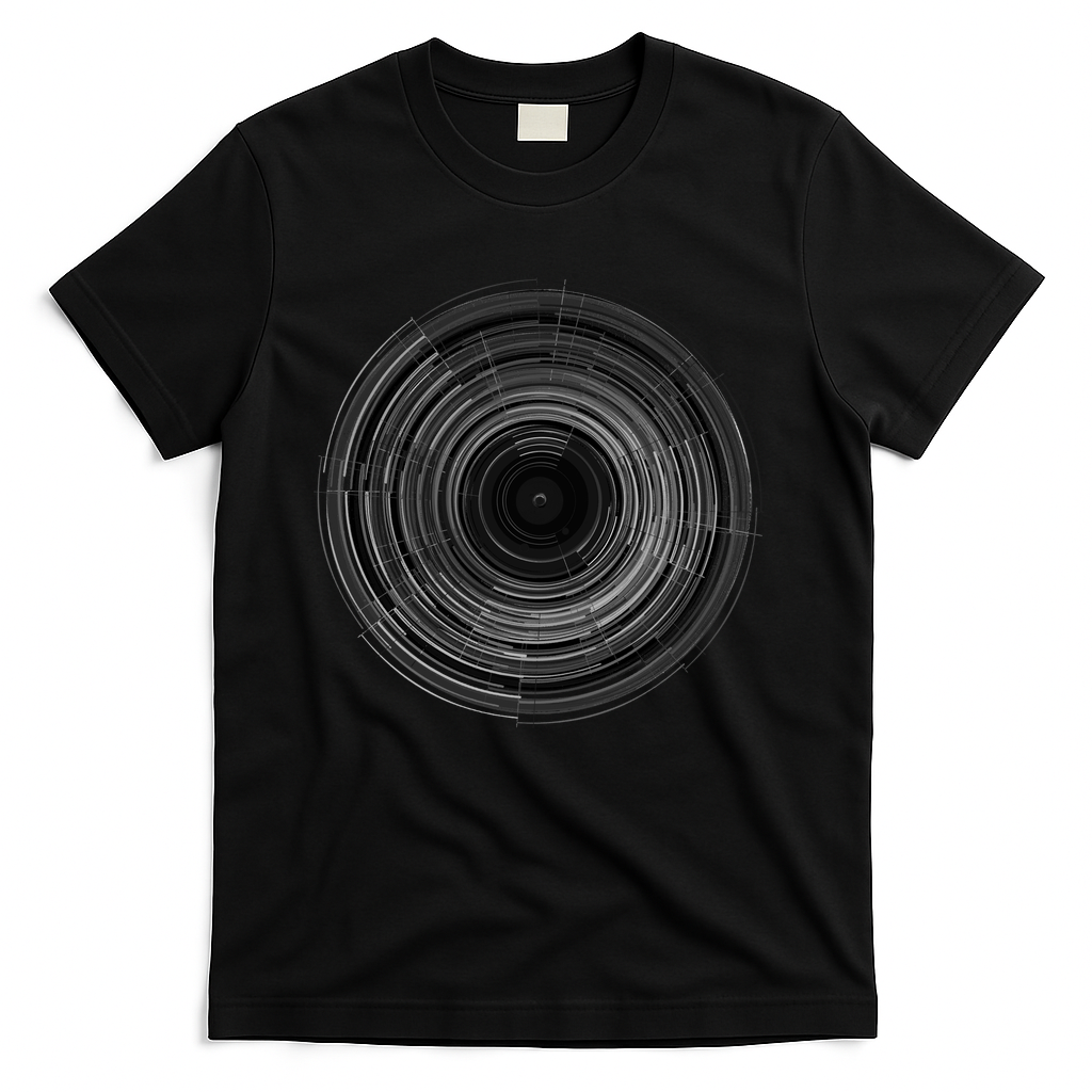 spinning vinyl record black and white version - Black
