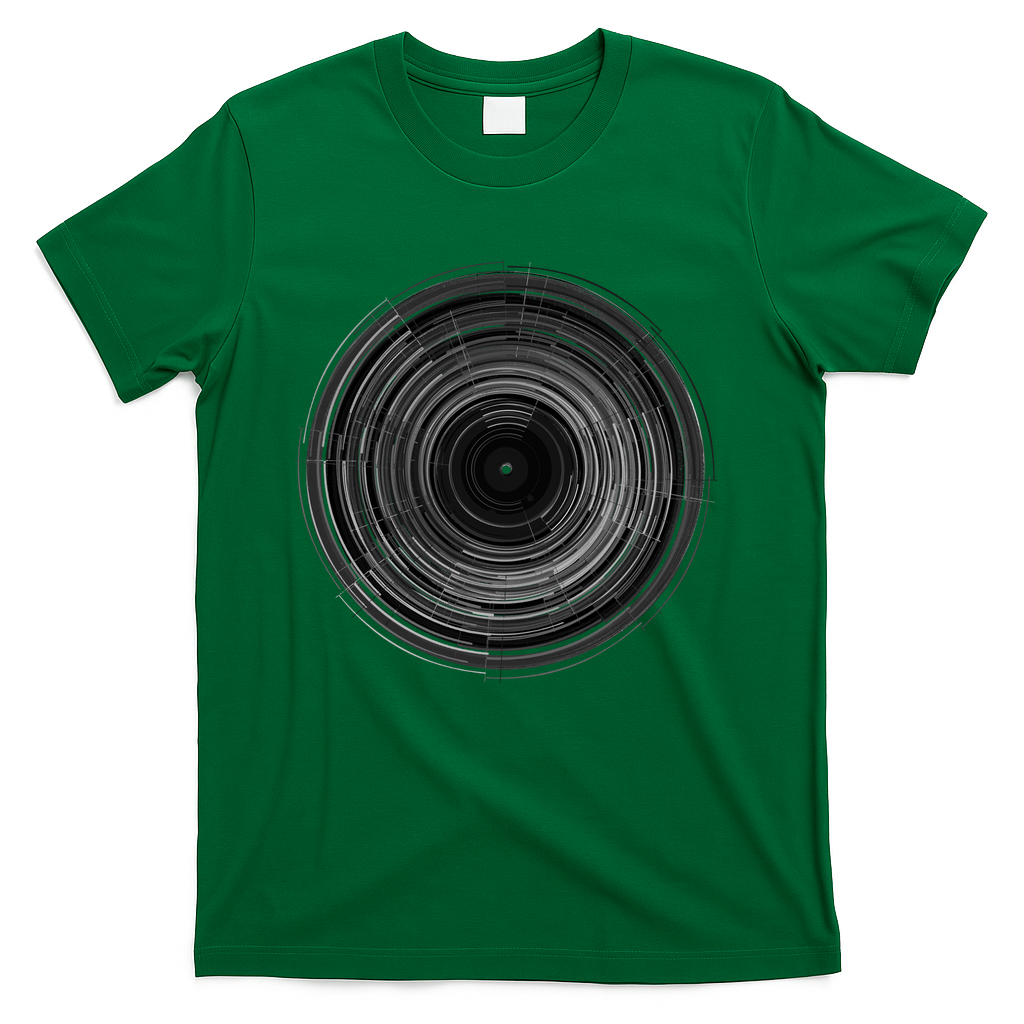 spinning vinyl record black and white version - Green