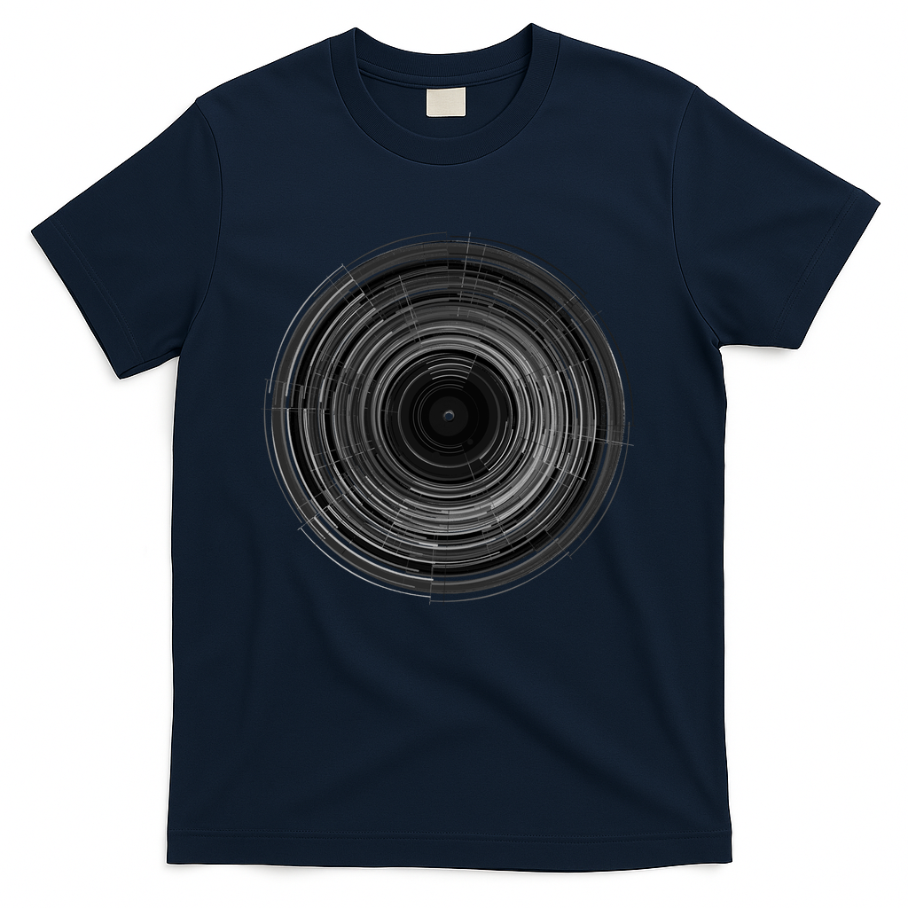 spinning vinyl record black and white version - Navy
