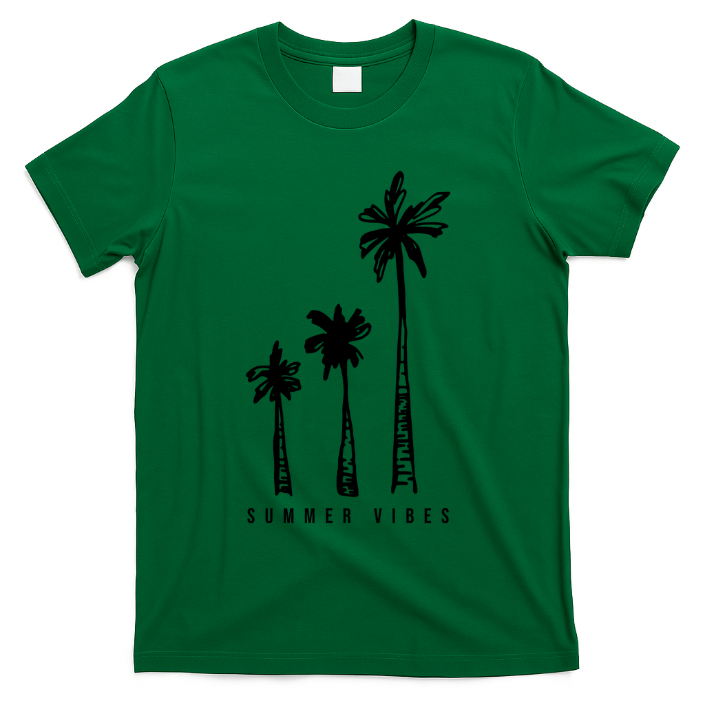 Summer Vibes Retro Palm Tree T-Shirt - Green
