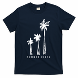 Summer Vibes Retro Palm Tree T-Shirt - Navy