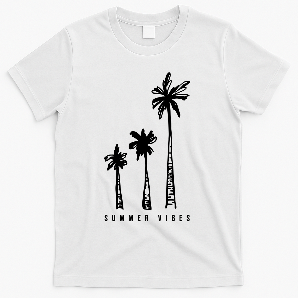 Summer Vibes Retro Palm Tree T-Shirt - White