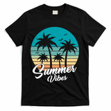 Summer Vibes Retro Sunset Vintage Palm Tree T-Shirt - Black