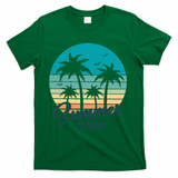 Summer Vibes Retro Sunset Vintage Palm Tree T-Shirt - Green