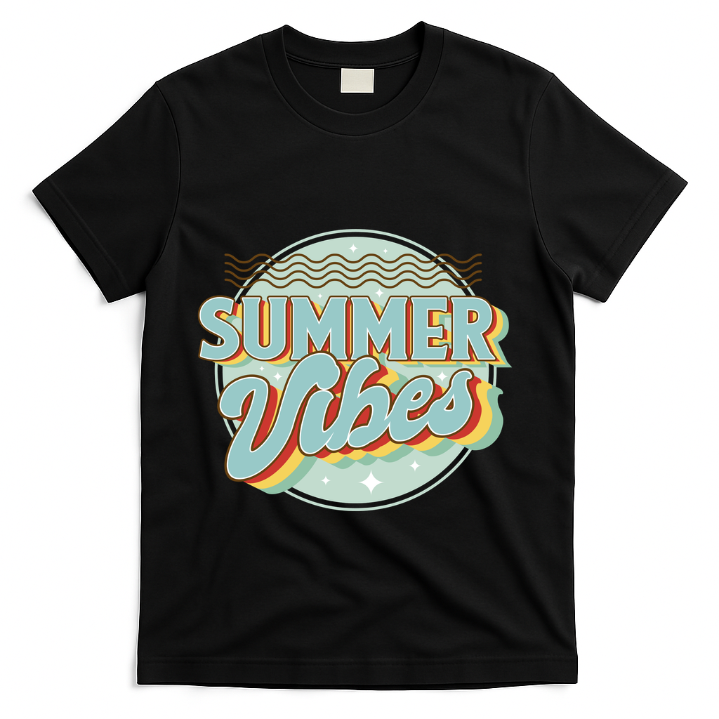 Summer Vibes Retro Cool T-Shirt - Black