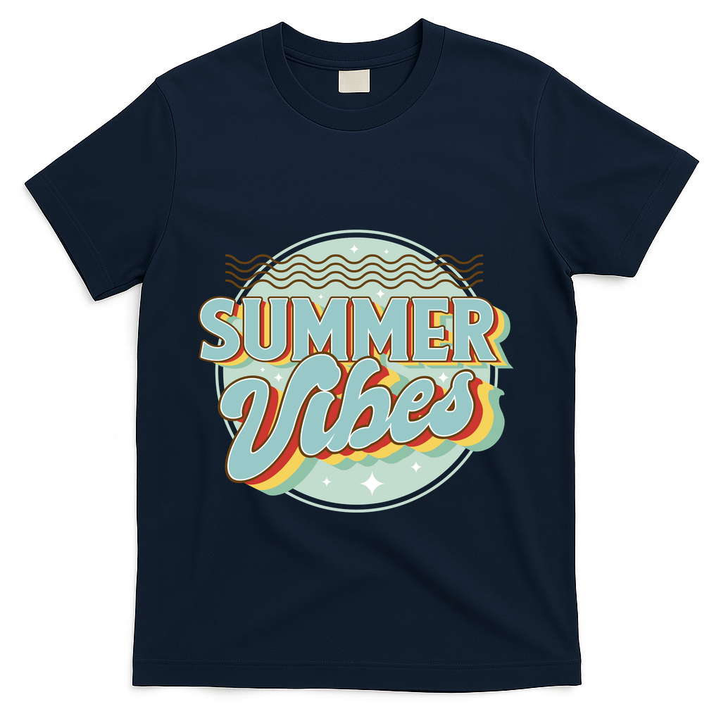 Summer Vibes Retro Cool T-Shirt - Navy