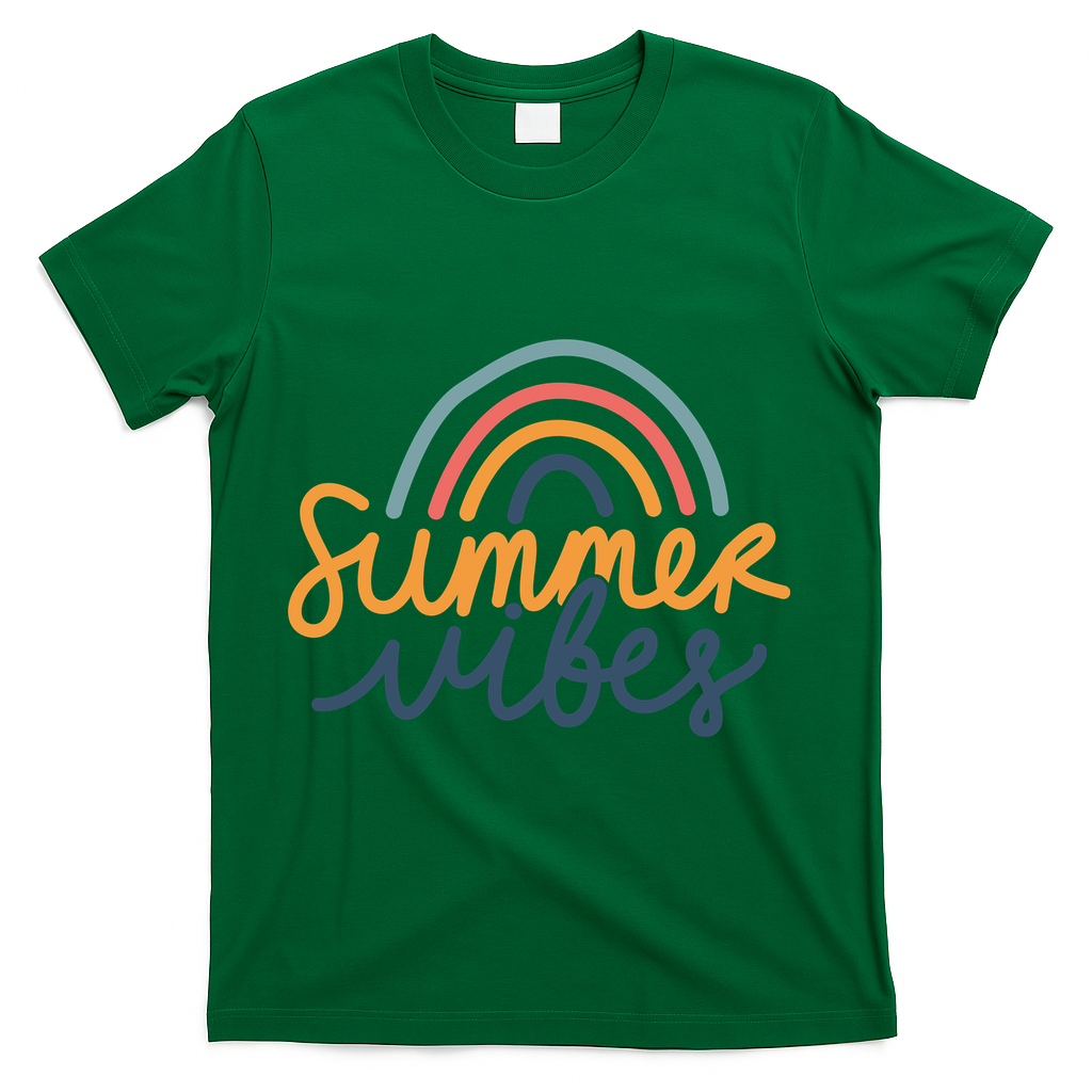Summer Vibes Rainbow Cute T-Shirt - Green