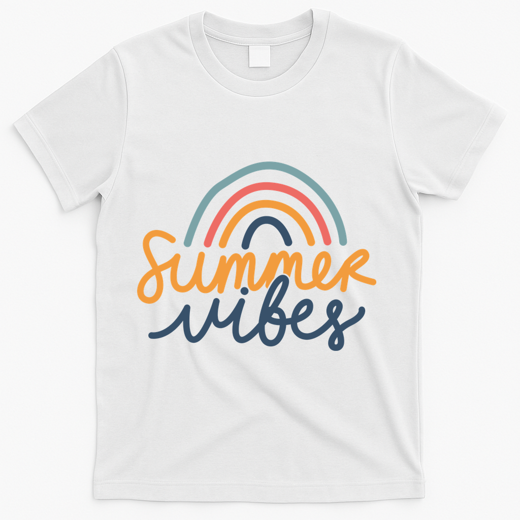 Summer Vibes Rainbow Cute T-Shirt - White