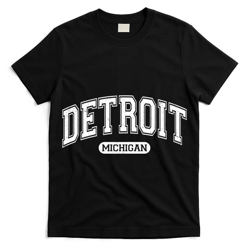 Sporty Varsity Style Detroit Michigan T-Shirt