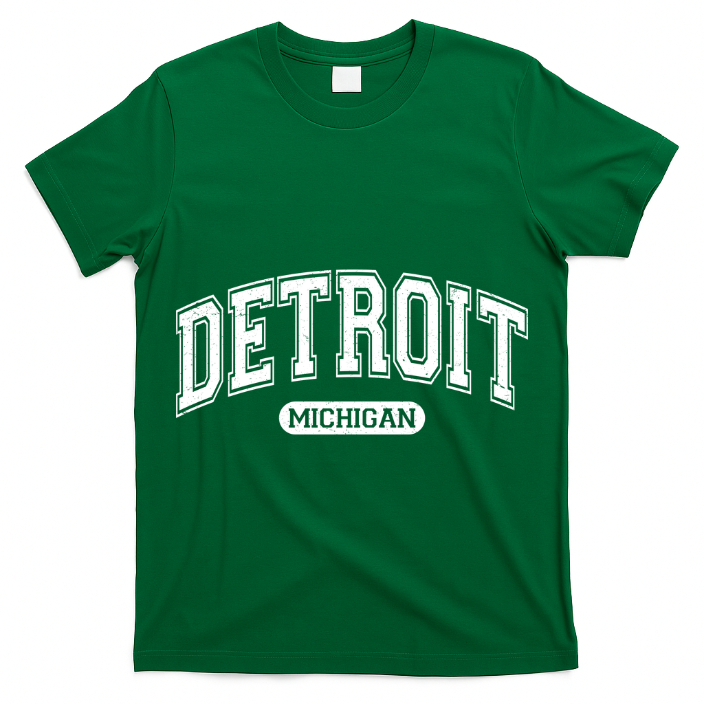 Sporty Varsity Style Detroit Michigan T-Shirt
