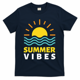 Summer Vibes Sunset Ocean T-Shirt - Navy