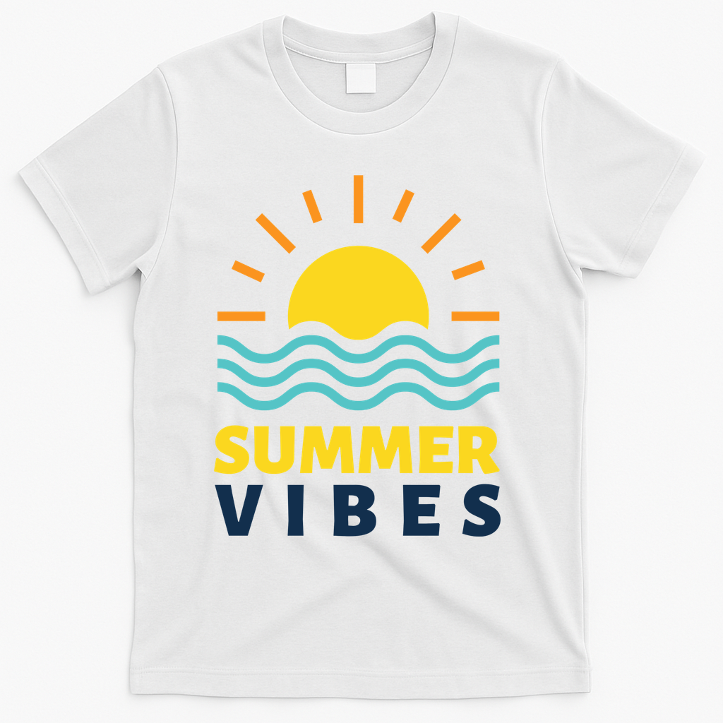 Summer Vibes Sunset Ocean T-Shirt - White