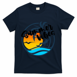 Summer Vibes Sunset Beach Tropical T-Shirt - Navy