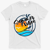 Summer Vibes Sunset Beach Tropical T-Shirt - White