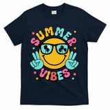 Summer Vibes Tropical Sunset Beach Vacation T-Shirt - Navy