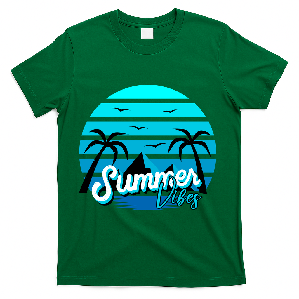 Summer Vibes Tropical Beach Vacation T-Shirt - Green