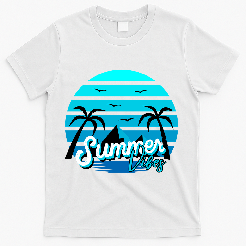 Summer Vibes Tropical Beach Vacation T-Shirt - White