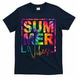 Summer Vibes Tie Dye Colorful Fun T-Shirt - Navy