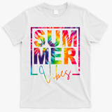 Summer Vibes Tie Dye Colorful Fun T-Shirt - White