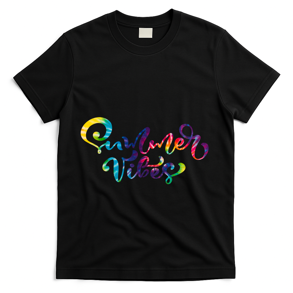Summer Vibes Tie Dye Colorful T-Shirt - Black