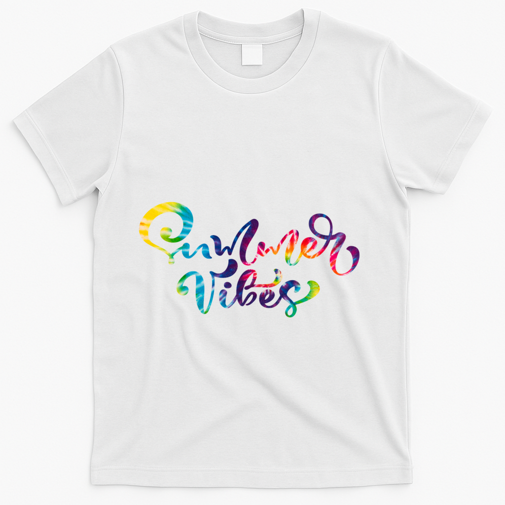 Summer Vibes Tie Dye Colorful T-Shirt - White