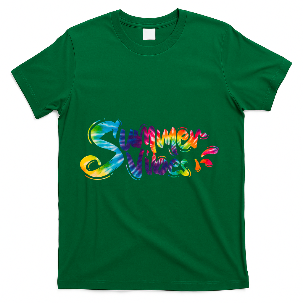 Summer Vibes Tie Dye Rainbow T-Shirt - Green