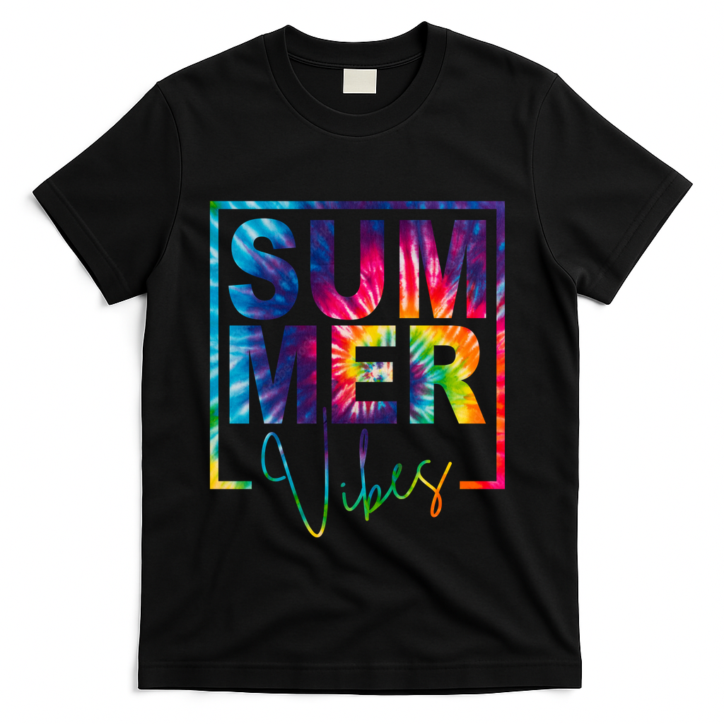 Summer Vibes Tie Dye Vacation Gift T-Shirt - Black