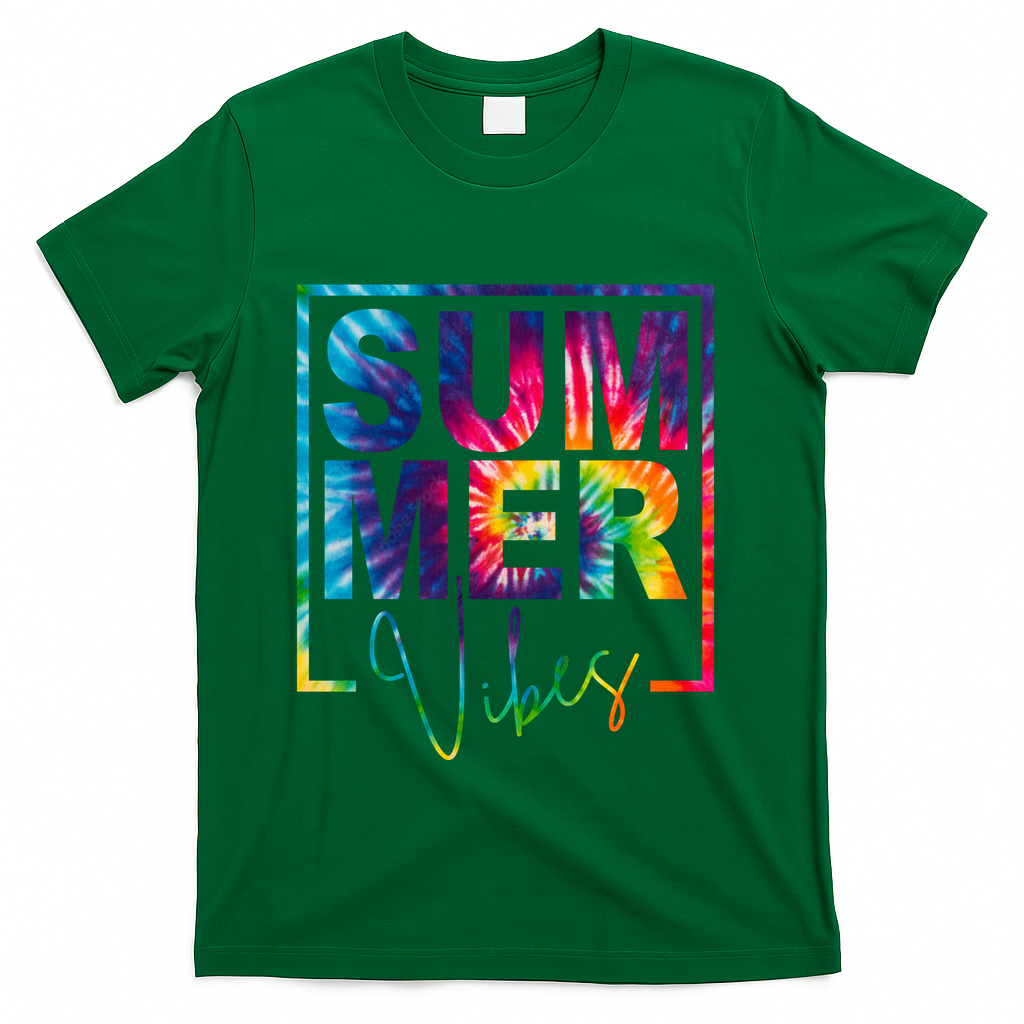 Summer Vibes Tie Dye Vacation Gift T-Shirt - Green