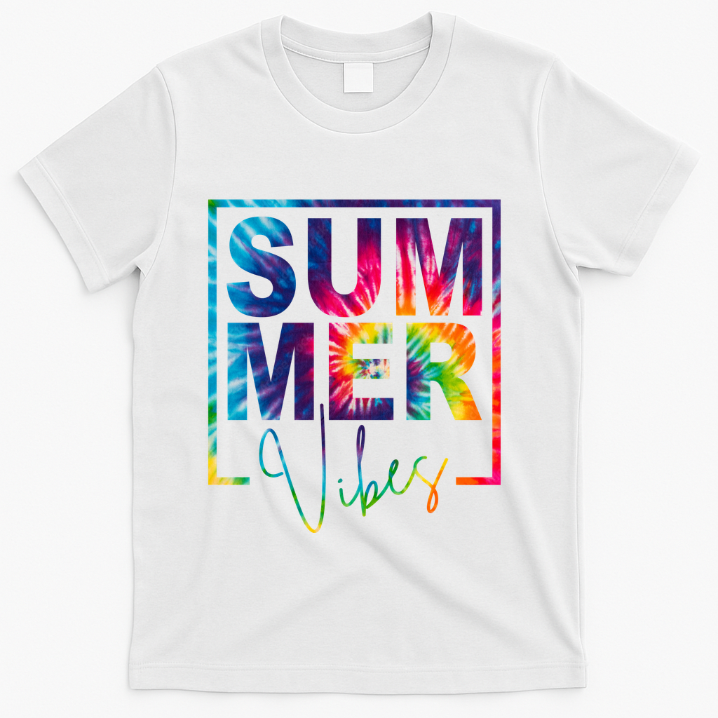 Summer Vibes Tie Dye Vacation Gift T-Shirt - White