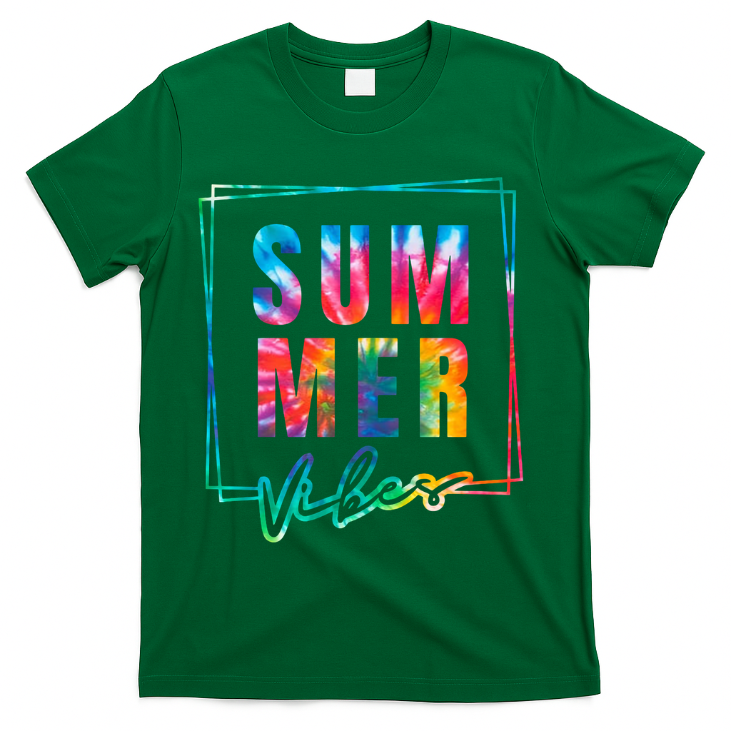 Summer Vibes Tie Dye Summer Vacation T-Shirt - Green