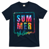 Summer Vibes Tie Dye Summer Vacation T-Shirt - Navy