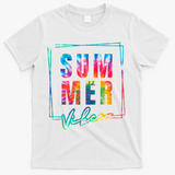 Summer Vibes Tie Dye Summer Vacation T-Shirt - White