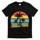 Summer Vibes Tropical Retro Sunset T-Shirt - Black