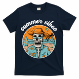 Summer Vibes Vintage Retro Skeleton T-Shirt - Navy