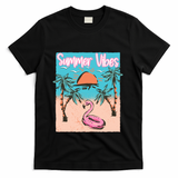 Summer Vibes Vacay Beach Flamingo Vacation Gift T-Shirt - Black