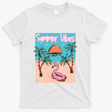Summer Vibes Vacay Beach Flamingo Vacation Gift T-Shirt - White