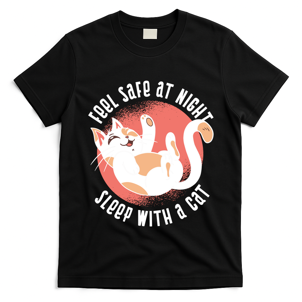 Feel Safe At Night Sleep With A Cat T-Shirt