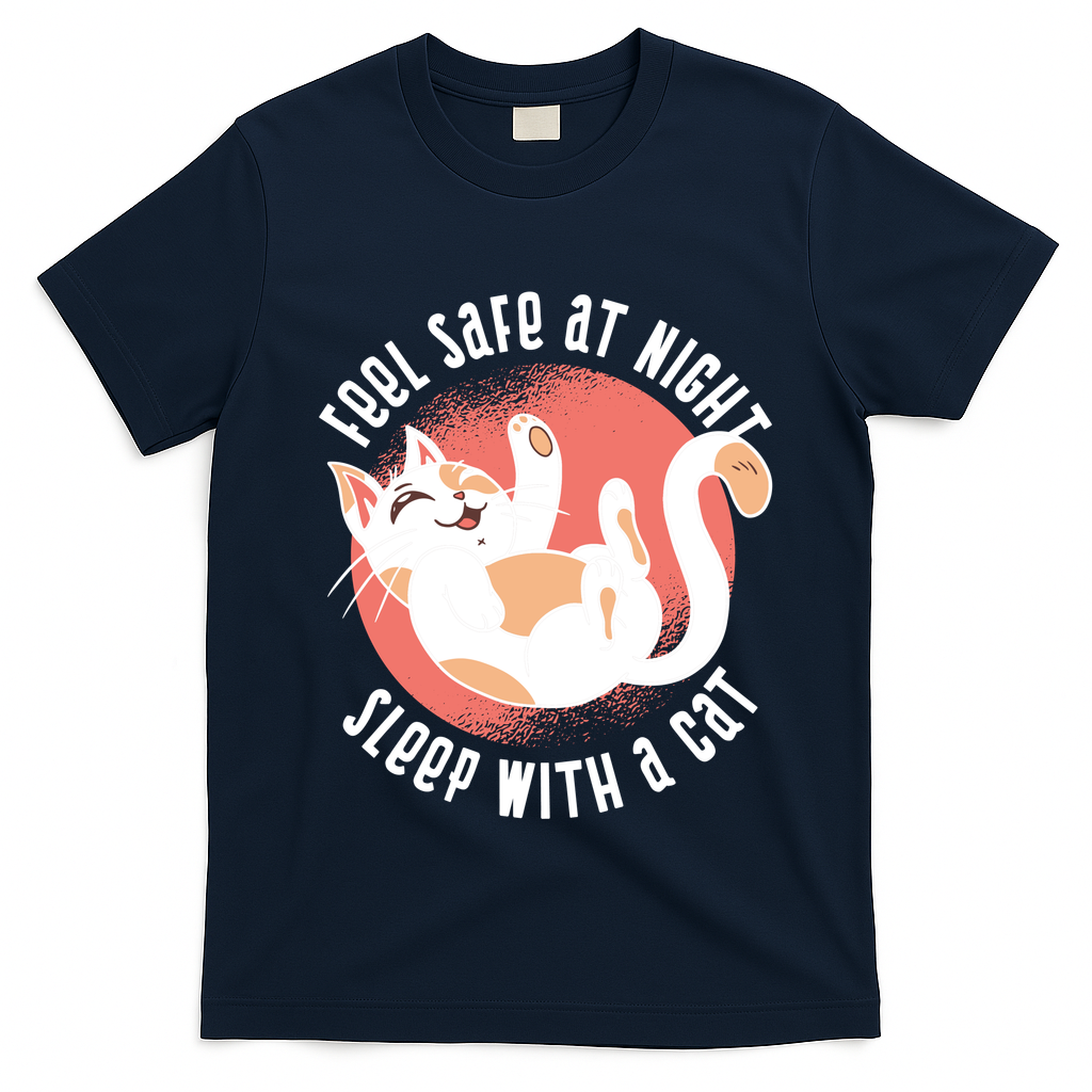 Feel Safe At Night Sleep With A Cat T-Shirt