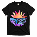 Summer Water Color Sunset Beach T-Shirt - Black