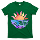 Summer Water Color Sunset Beach T-Shirt - Green