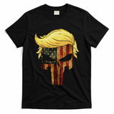 Skull With Iconic Trump Hair American Flag T-Shirt