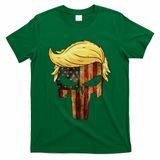Skull With Iconic Trump Hair American Flag T-Shirt