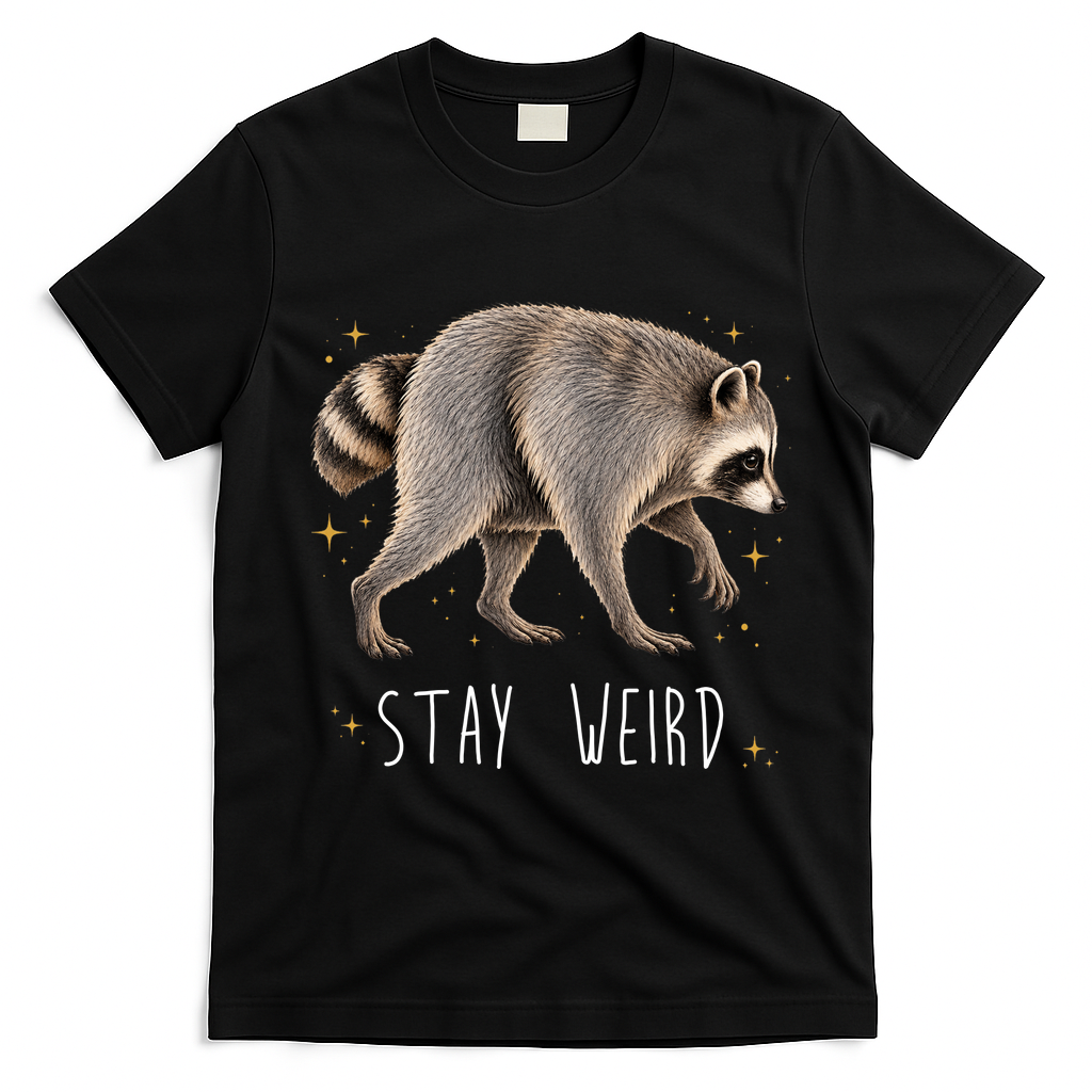 Stay Weird Jimothy The Raccoon Viral Funny T-Shirt - Black