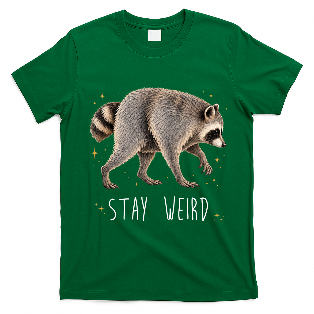 Stay Weird Jimothy The Raccoon Viral Funny T-Shirt - Irish Green