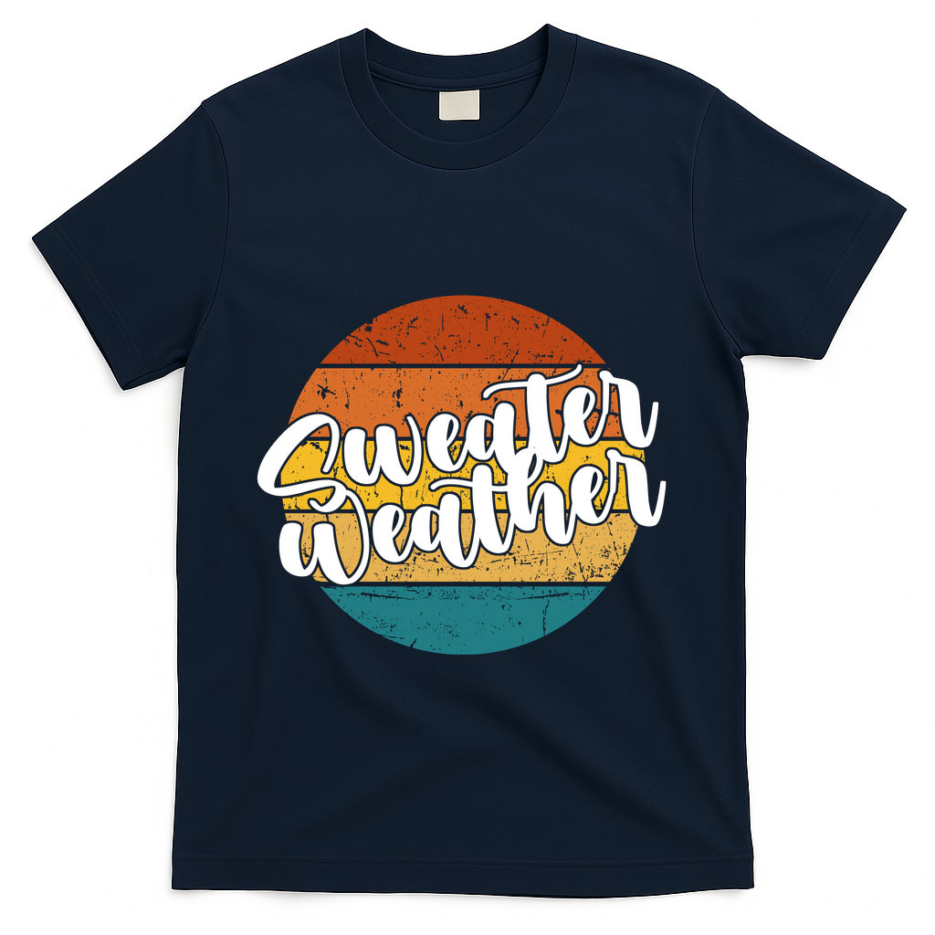 Sweater Weather Retro Vintage Fall T-Shirt - Navy