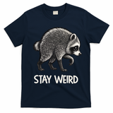Stay Weird Seattle Short Spine Viral Raccoon Meme T-Shirt - Navy Blue