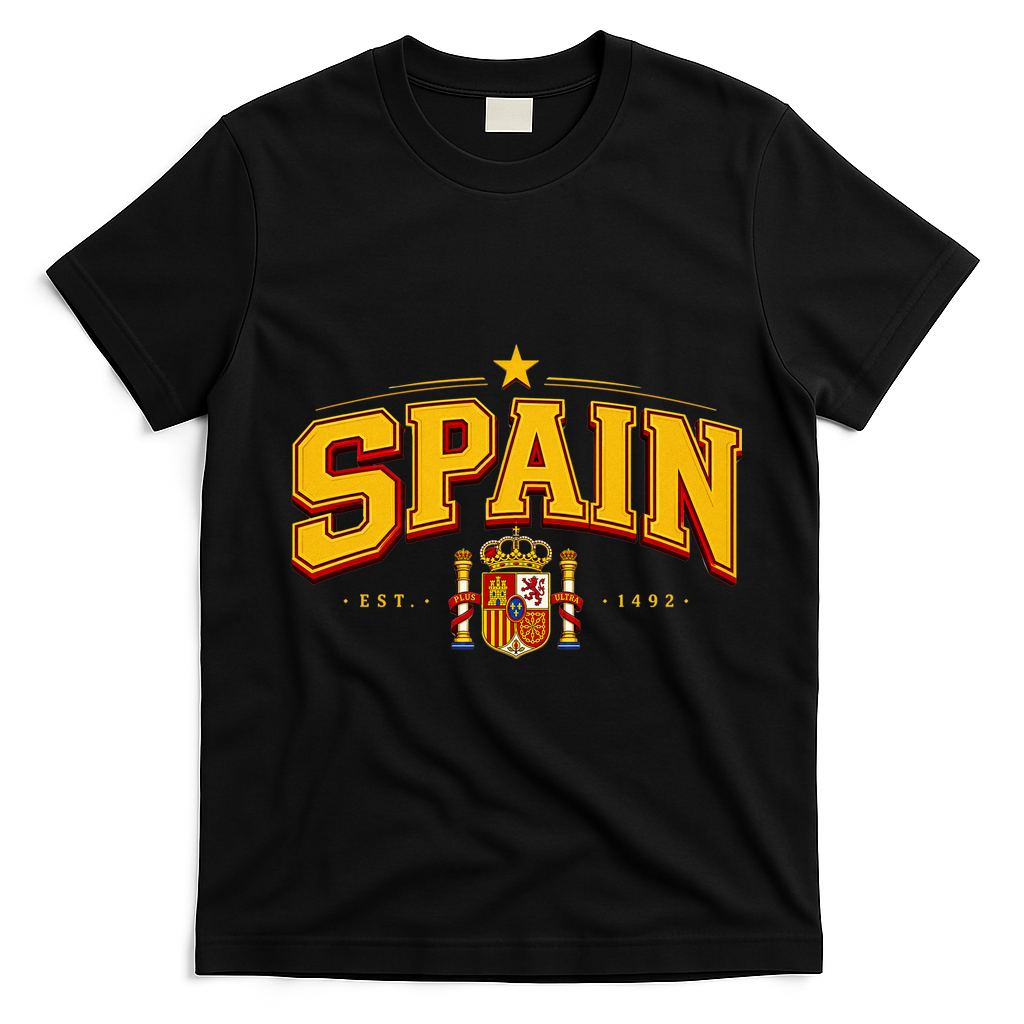 SPAIN World Soccer Fan EST 1492 Vintage T-Shirt - Black