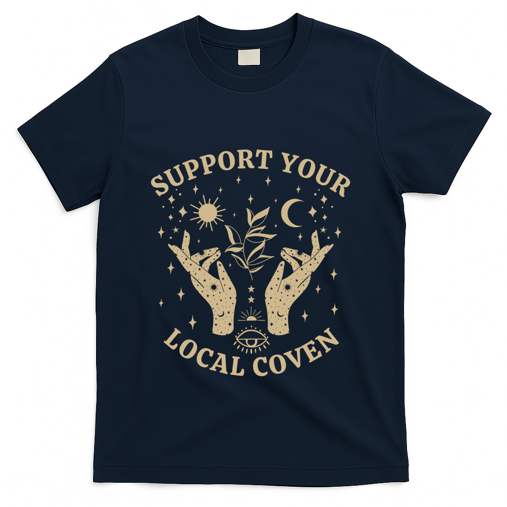 Support Your Local Coven Witch Aesthetic Gift T-Shirt - Navy